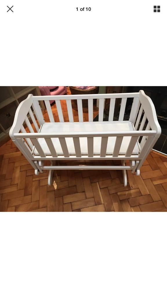 white gliding crib
